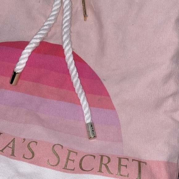 Victorias Secret drawstring backpack pink half moon striped - Picture 3 of 10